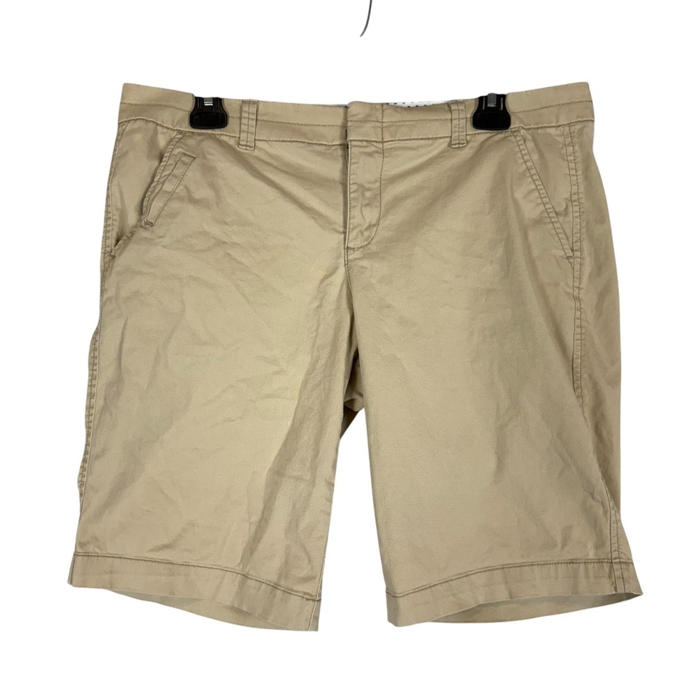 Jcp Shorts Womens 10P Beige Chino Twill Bermuda 9 Inseam Stretch Casual Summer